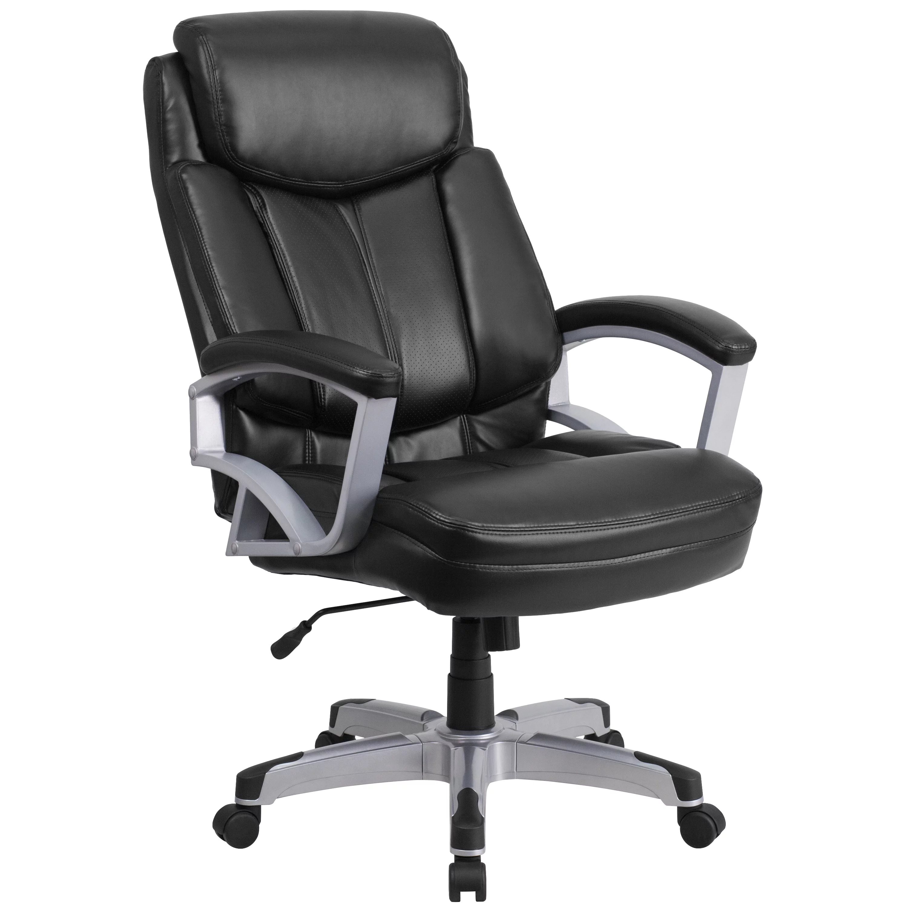 BizChair Big & Tall 500 lb. Rated Black LeatherSoft Executive Swivel Ergonomic Office Chair with Arms