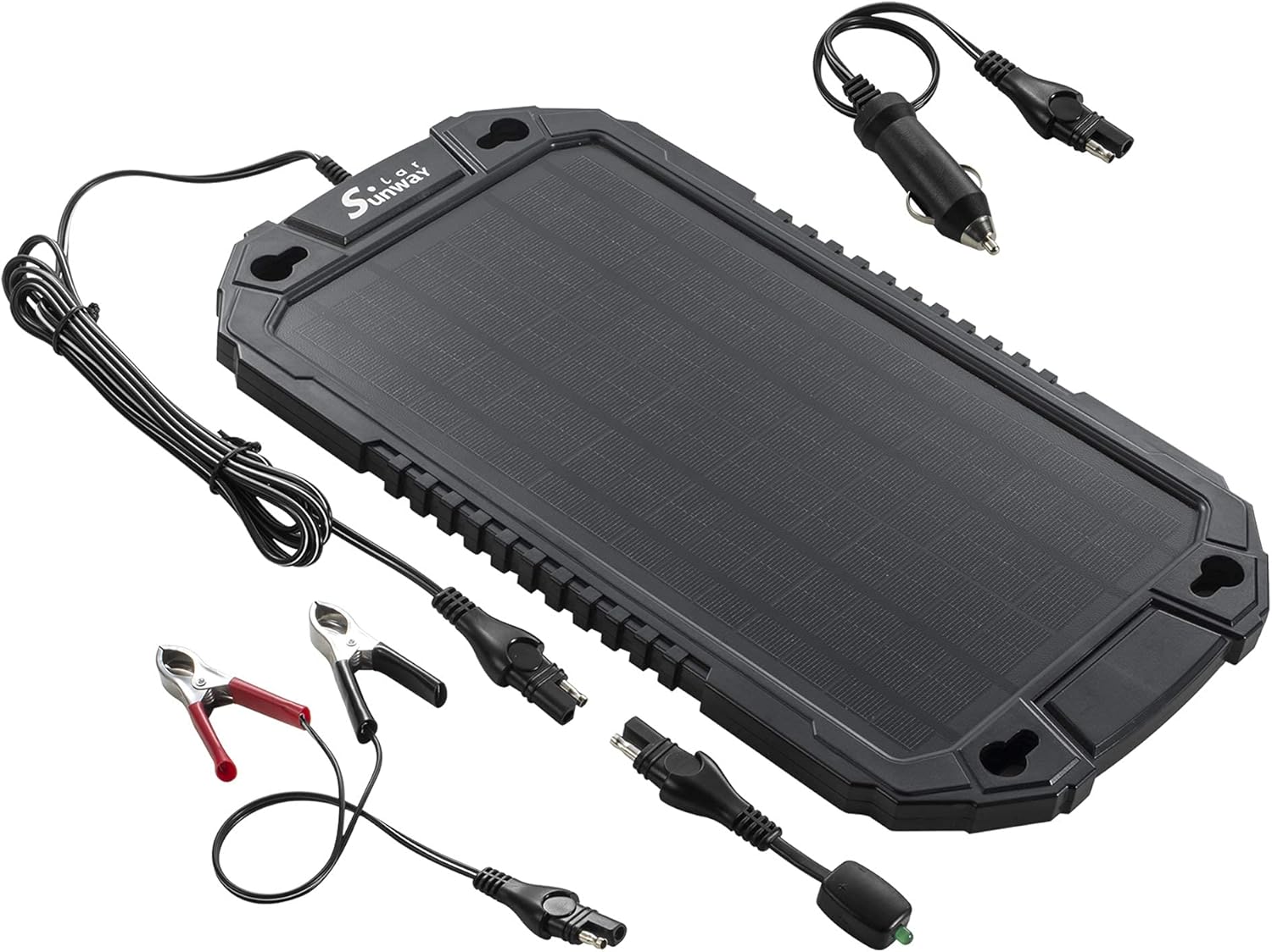 Sunway Solar Car Battery Trickle Charger & Maintainer 12Volt 8W Solar Panel Power Charger kit Portable Waterproof for Automotive RV Marine Boat Truck