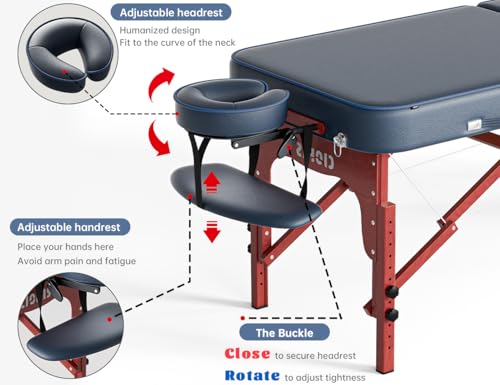 CLORIS 84" Professional Massage Table Portable 2 Folding Lightweight Facial Solon Spa Tattoo Bed Height Adjustable with Carrying Bag & Aluminium Leg