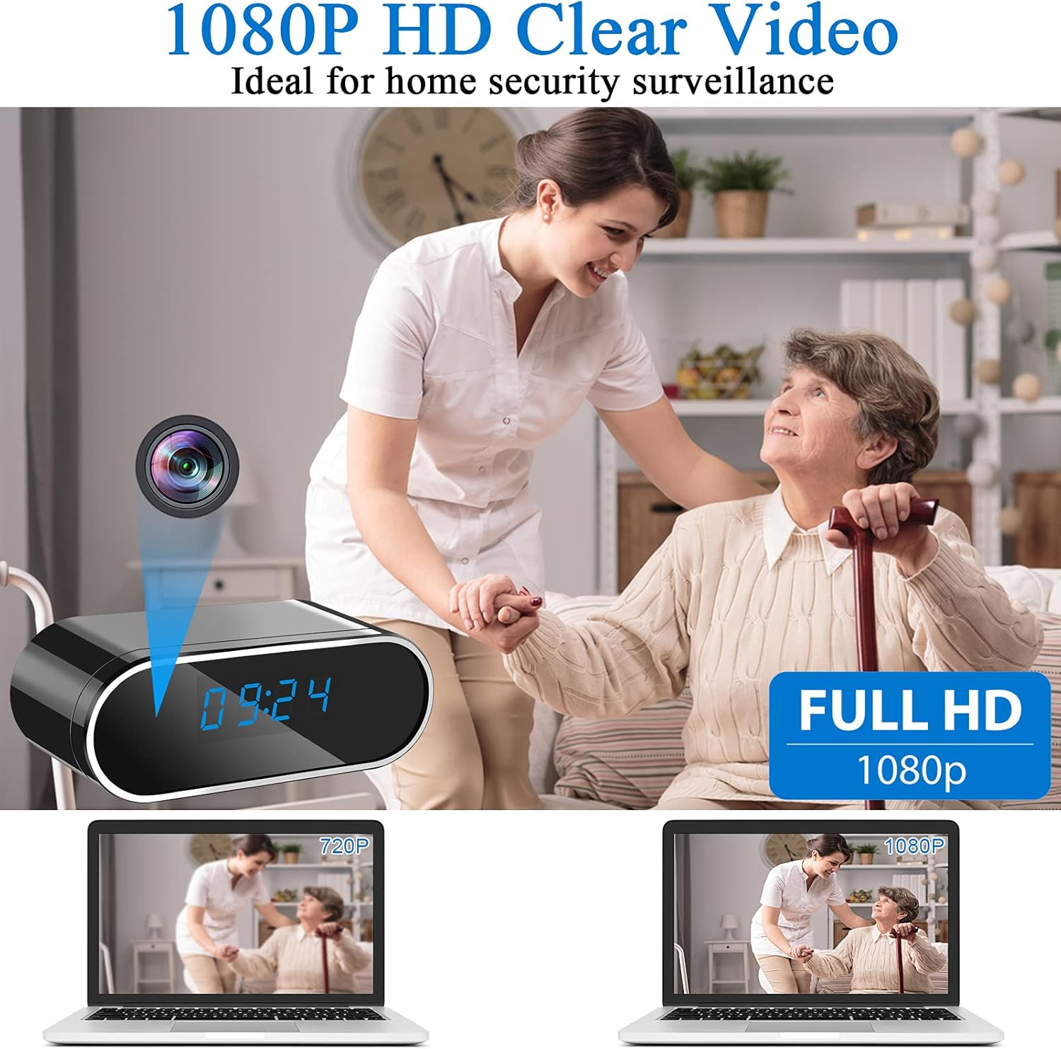 WiFi Camera, Home Security Camera Wireless Indoor Phone App, 1080P Nanny Cam with Motion Detection,Night Vision
