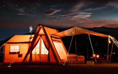 YOLENY Inflatable Tents for Camping, 4/6/8/10/12 Person Tent with TPU Skylight, Mesh Windows, Stove Jack & Pump, Easy Setup 4 Season Glamping Tent