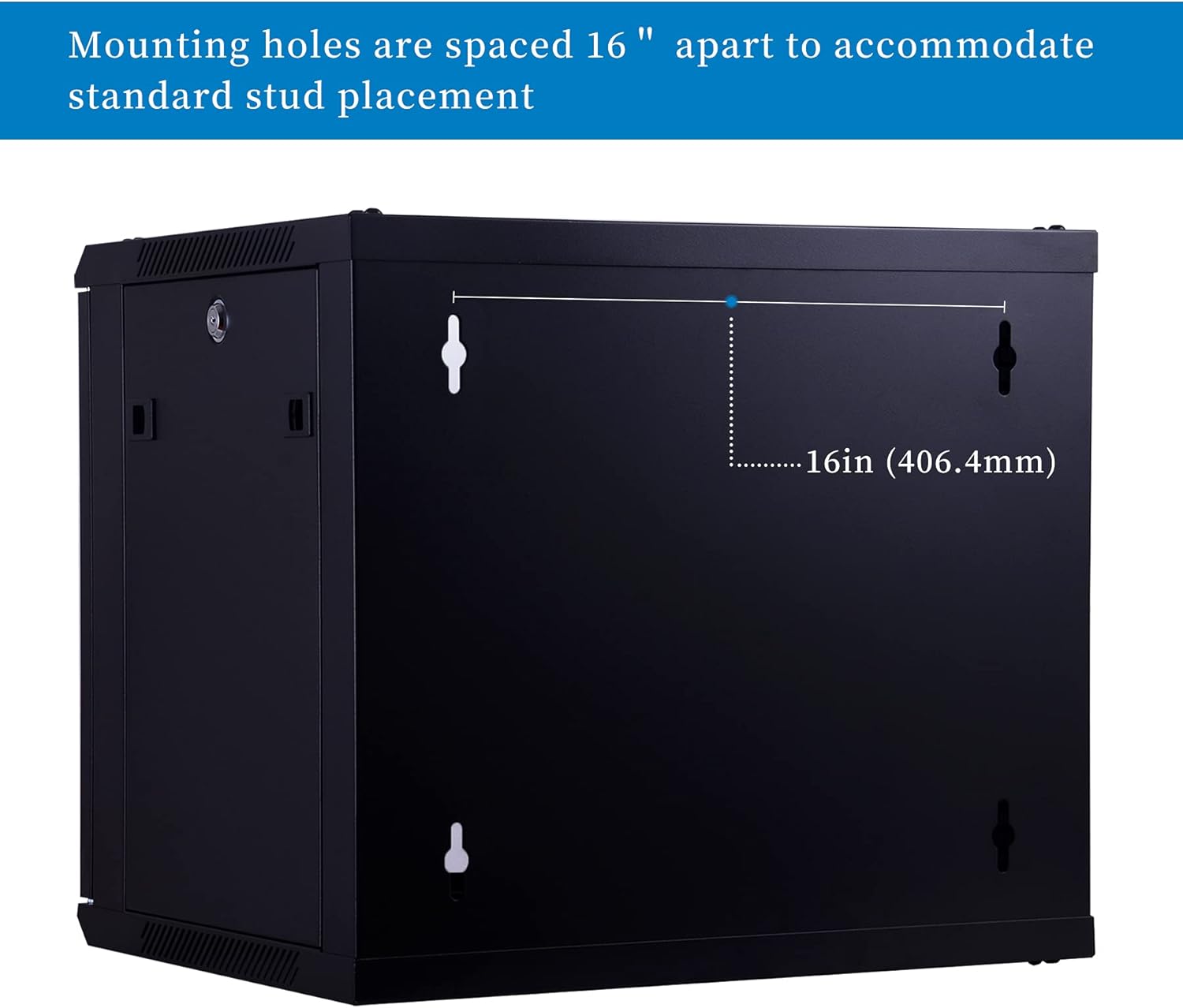 RackPath 9U Performance Wall Mount Server Cabinet Network Rack Enclosure, Quiet Cooling Fan, Locking Glass Door, Black