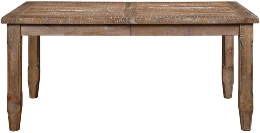 BOWERY HILL Light Brown Distressed Wood Extendable Dining Table
