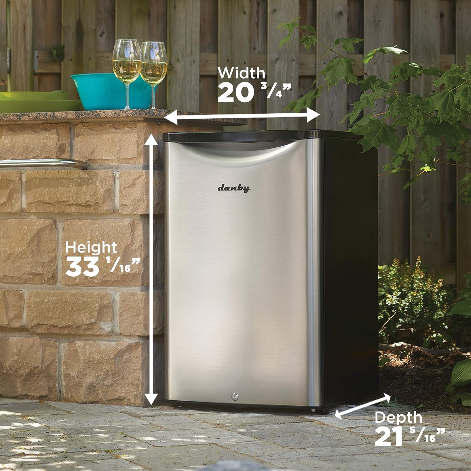 Danby DAR044A6BSLDBO 4.4 Cu.Ft. Outdoor Mini Fridge, IPX4-Rated Stainless Steel Look All Refrigerator for Patio, Cabana, Pool Bar, E-Star Rated