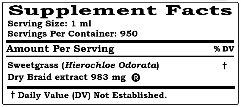 Sweetgrass (Hierochloe Odorata) Dry Braid Liquid Extract Tincture. Expertly Extracted by Trusted HawaiiPharm Brand. Absolutely Natural. Proudly made