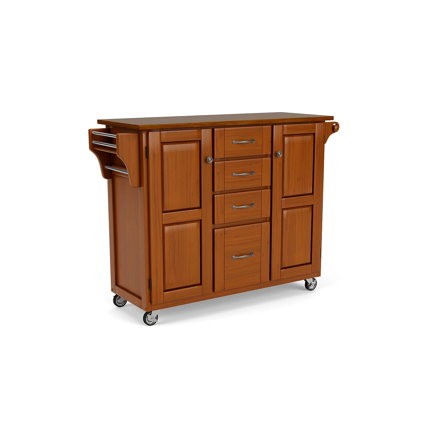 Homestyles Create-A-Cart Brown Wood Kitchen Cart-Counter top finish:Cherry - Curated Treasures Market