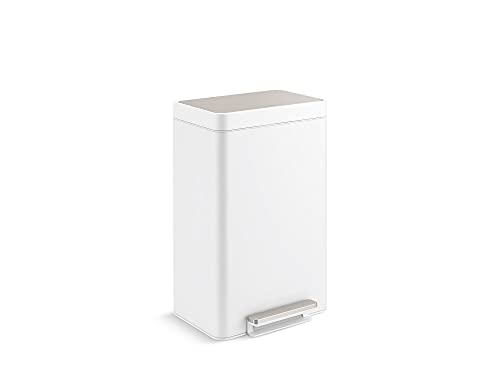 KOHLER 20940-ST 13 Gallon Kitchen Step Trash Can with Foot Pedal, Soft Close Lid, Stainless Steel