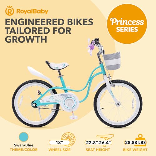 Royalbaby Princess Girls Kids Bike 12 14 16 18 20 Inch Children Bicycle with Basket for Age 3-12 Years