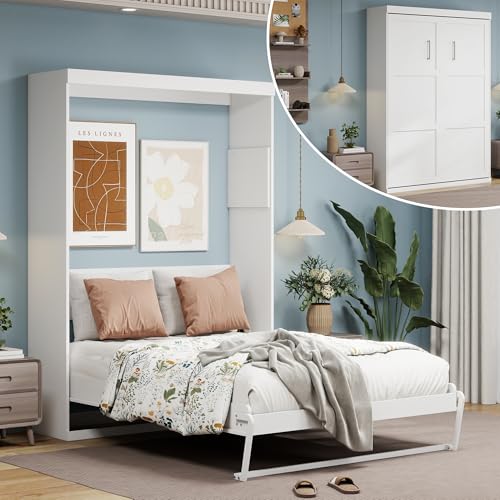 Black Wood Full Size Murphy Bed, Murphy Bed Full Space-Saving Wall Beds