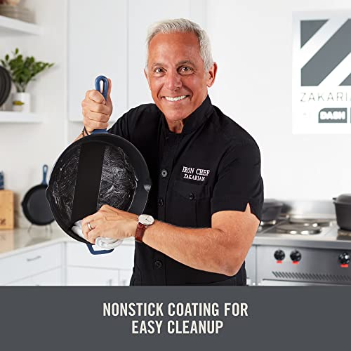 Dash Zakarian Nonstick Cast Iron Skillet with Pour Spouts for Searing, Baking, Grilling, Roasting and More