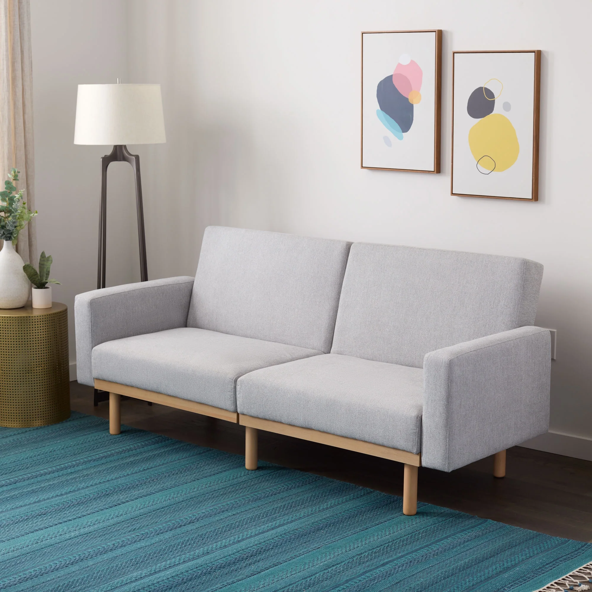 Mayview Upholstered Wood Base Futon, Light Gray