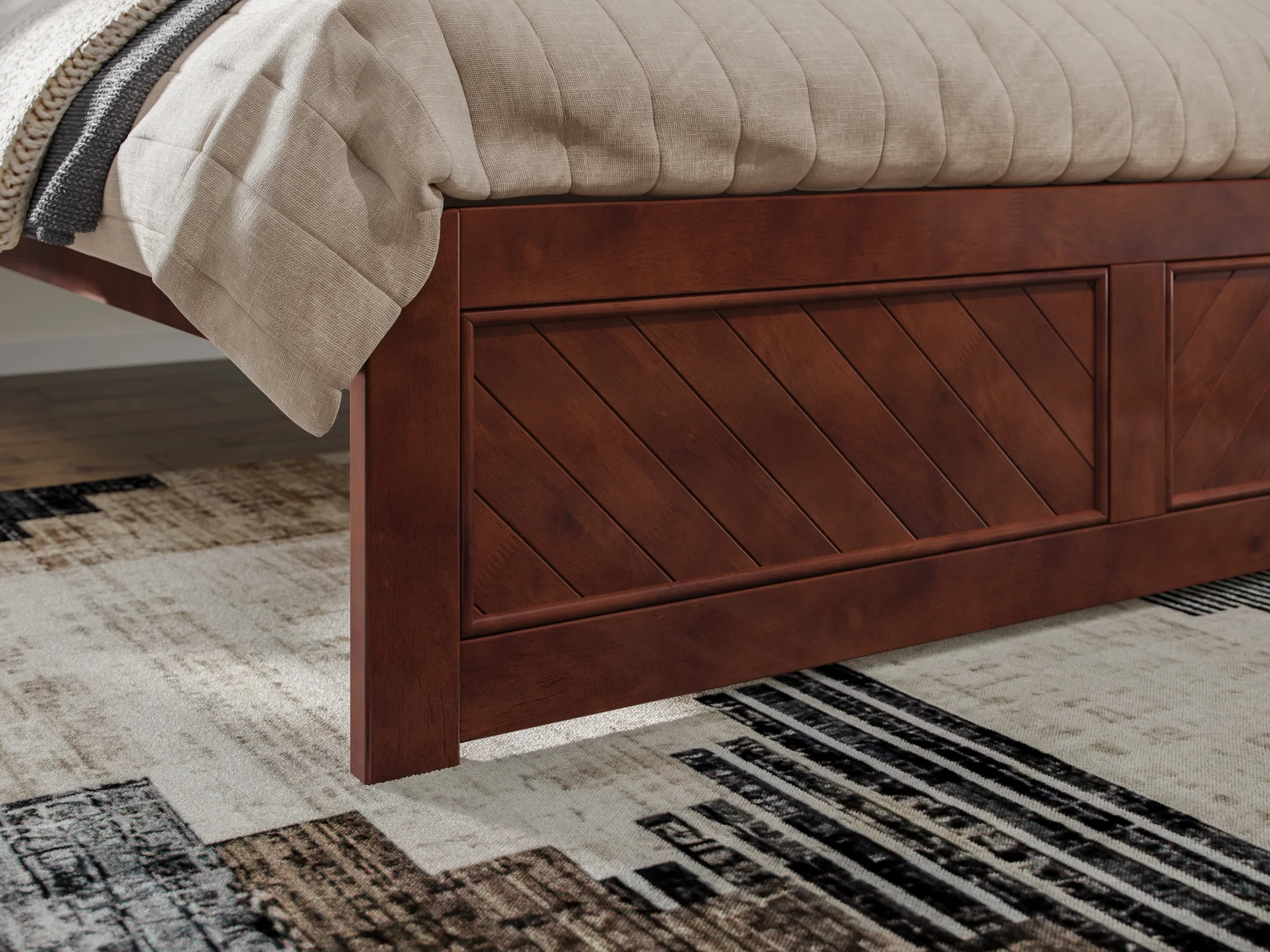 AFI Canyon Walnut Solid Wood Platform Bed with Matching Footboard, Queen