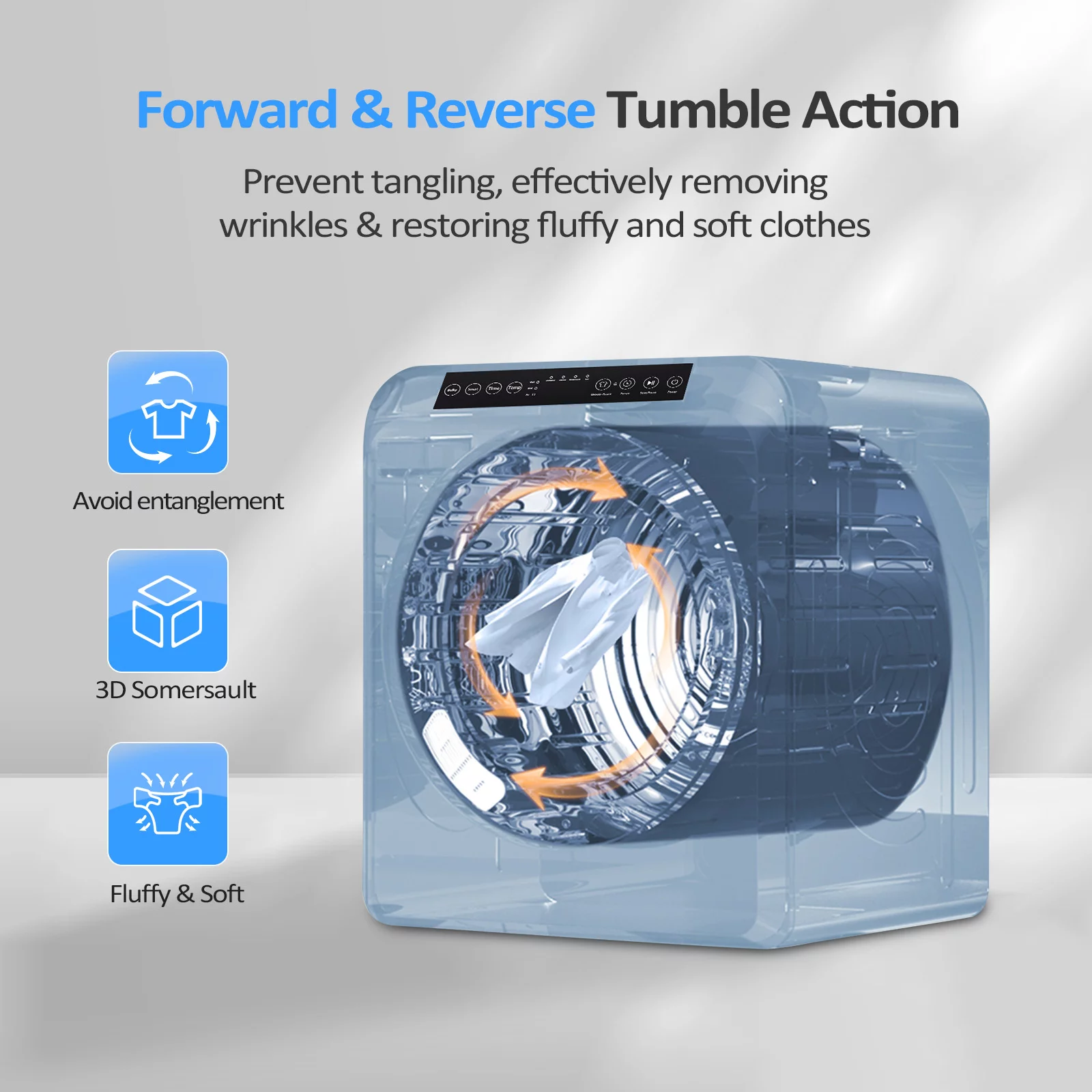 ROVSUN 13.2LB Portable Clothes Dryer, 3.5 Cu.Ft Front Load Laundry Electric Tumble Dryer with LCD Touch Screen, UV Disinfection for Apartment, Home