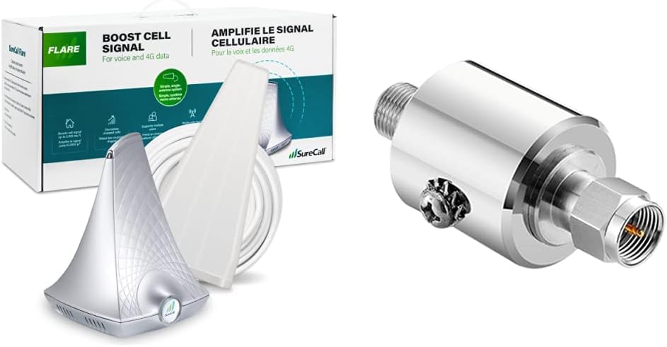 SureCall Fusion4Home Cell Phone Signal Booster up to 5000 sq ft, Boosts 5G/4G LTE, Yagi Panel Antennas, Home & Office Multi-User All Carrier