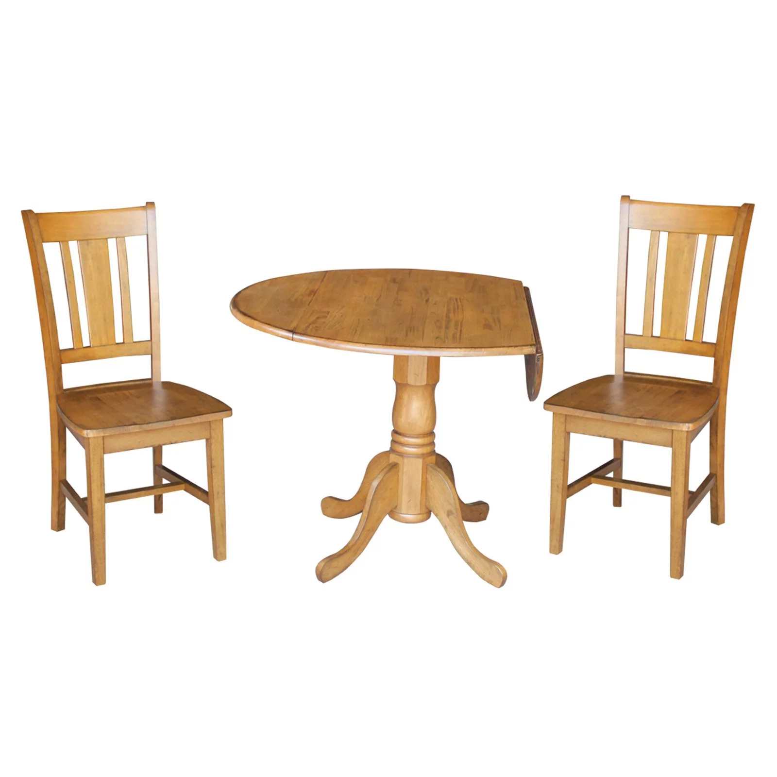 42" Dual Drop Leaf Table and 2 San Remo Chairs in Pecan - 3 Piece Set