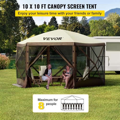 VEVOR Pop Up Gazebo Screen Tent, Pop-Up Instant Gazebo Tents with Mosquito Netting Outdoor Canopy