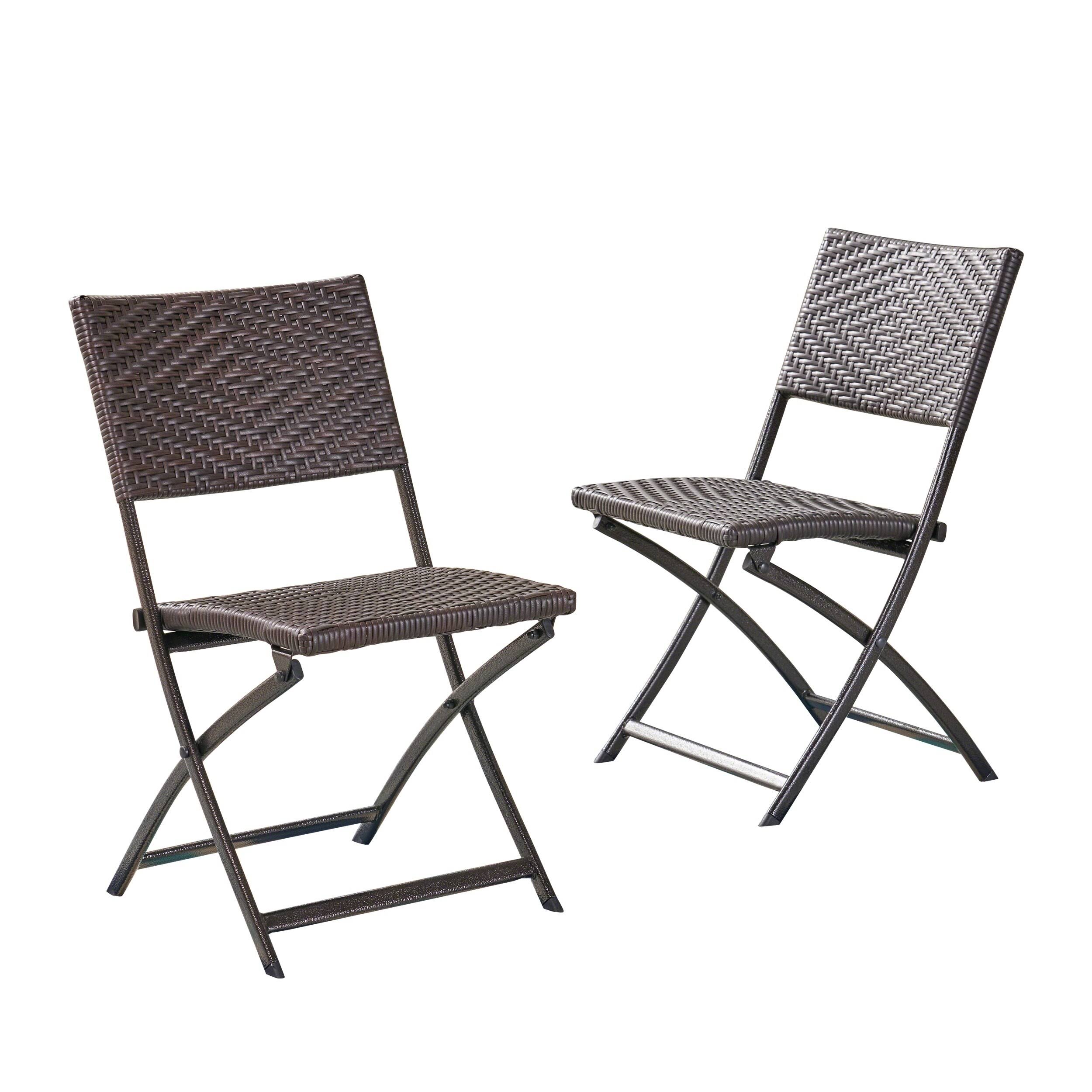 El Paso Set of 2 Wicker Patio Folding Chairs Brown Christopher Knight