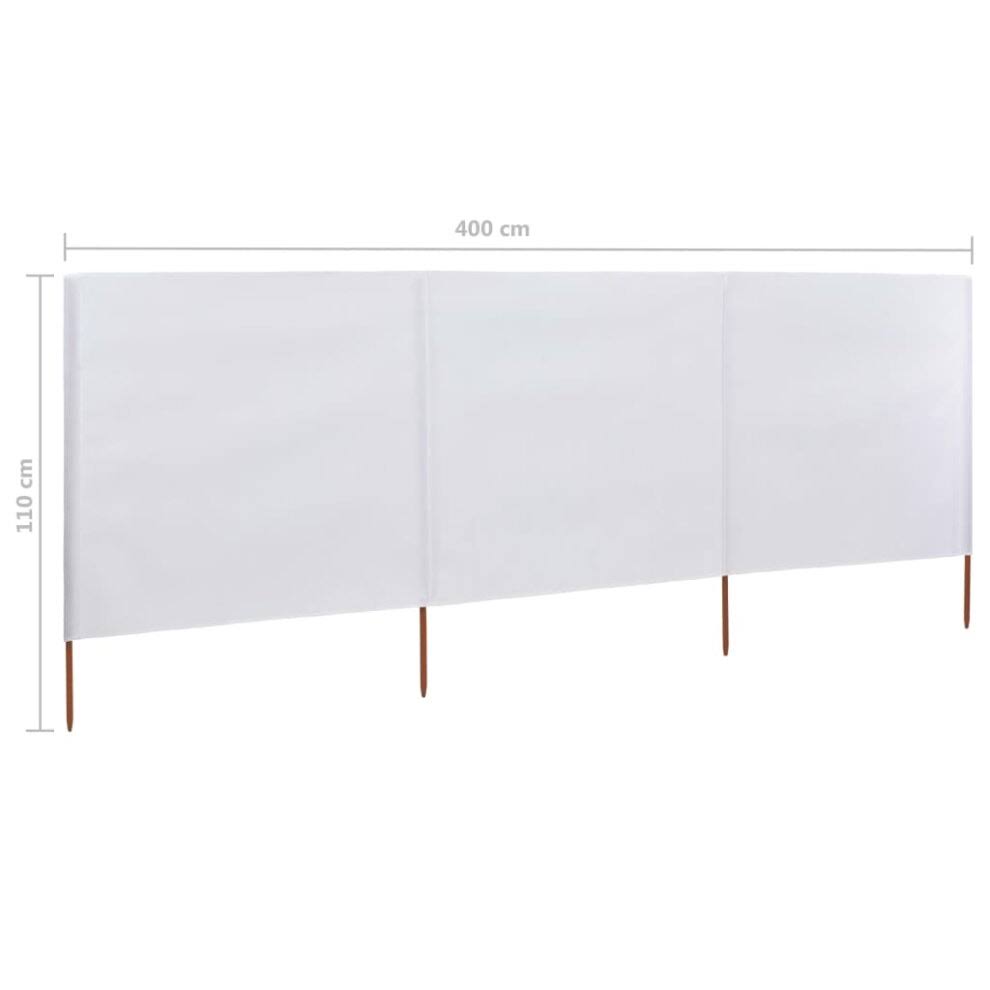 vidaXL 3-Panel Wind Screen Fabric 400x80 cm Sand White