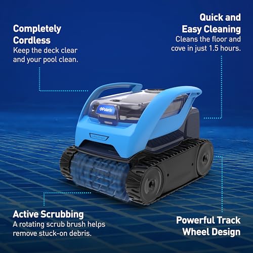 Polaris Pixel Compact Cordless Robotic Pool Cleaner for Above-Ground & In-Ground Pools up to 30ft, Long Lasting Battery