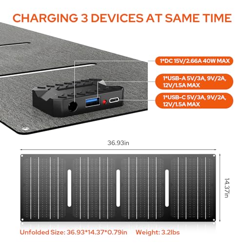 Portable Power Station with Foldable 40W Solar Panel, 100W Solar Powered Generator with Panels