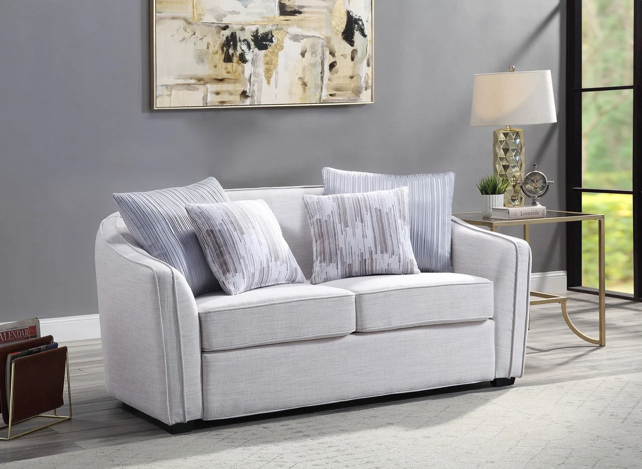 Classic Comfort Loveseat with 4 Pillows in Beige Linen