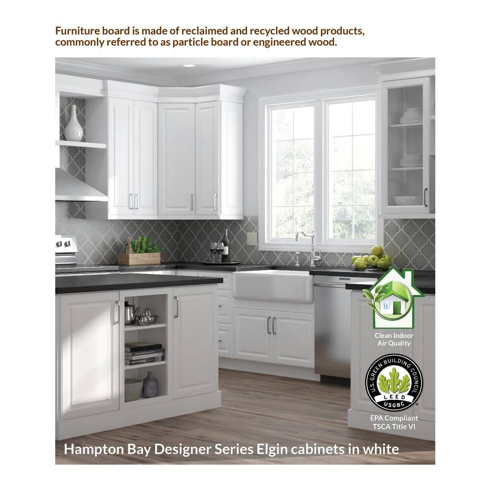 Hampton Bay Designer Series Melvern Assembled 18x34.5x23.75 in. Dual Pull Out Trash Can Base Kitchen Cabinet in White