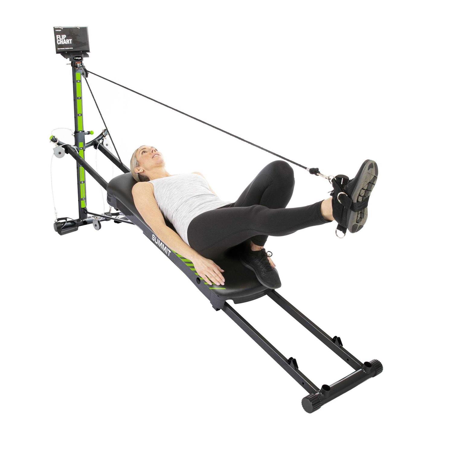 Total Gym Summit Adjustable Home Fitness 70 Exercise Workout System w/ Wing Attachment, Squat Stand, Dip Bars, and Leg Pull Accessory