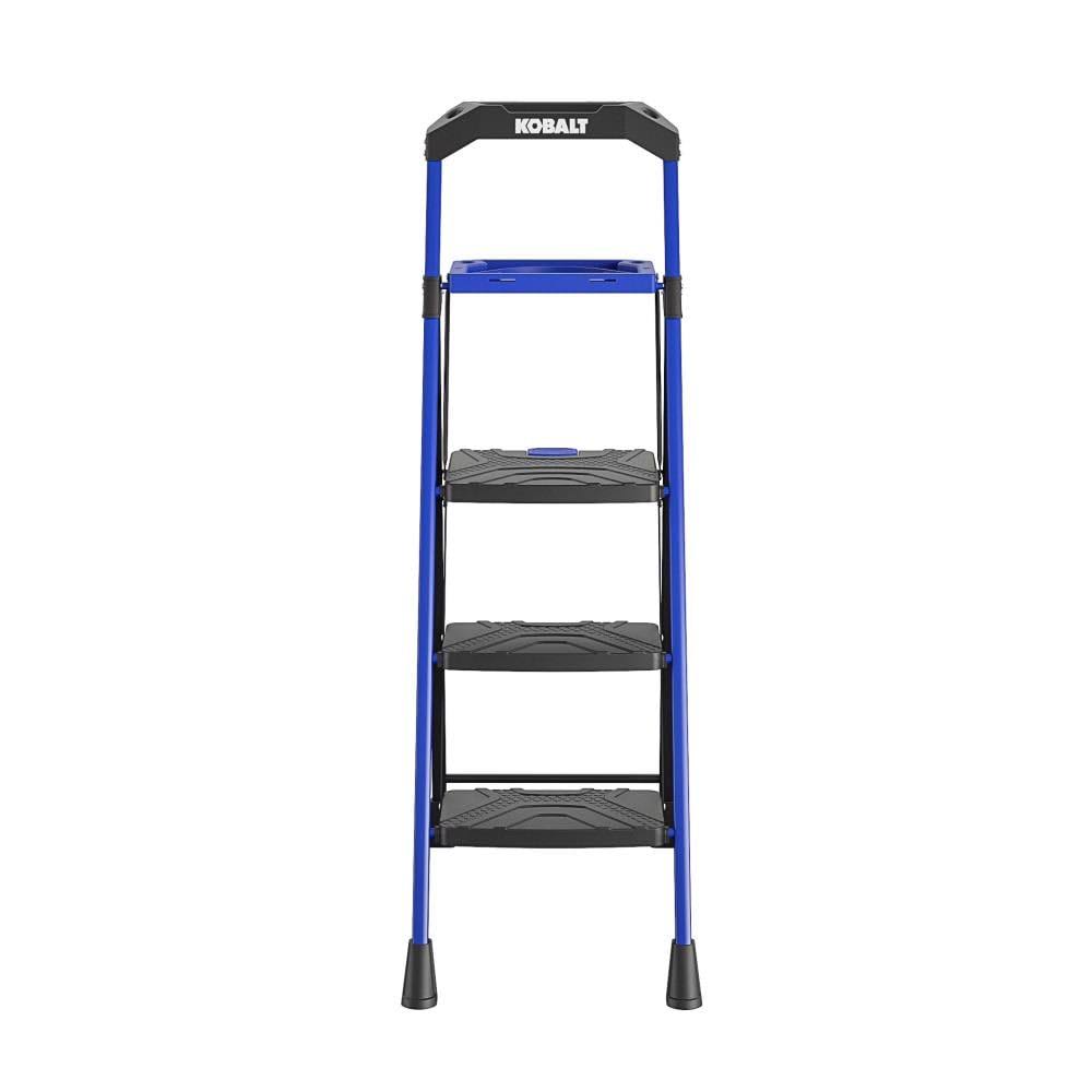 Kobalt 3-Step 300-lb Capacity Black Steel Foldable Step Stool