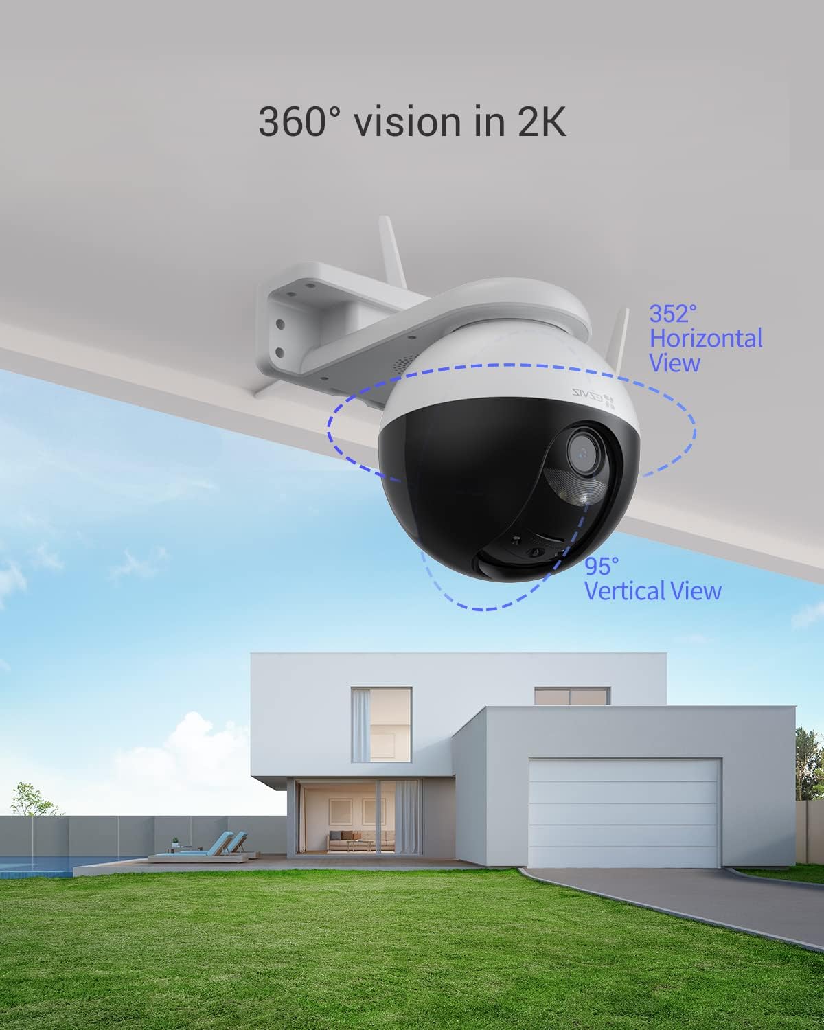 EZVIZ Outdoor Auto-Tracking Camera, Subject Lock, 12 Pre-Set dots Tracking,360&deg; Visual Coverage, IP65 Waterproof, Color Night Vision