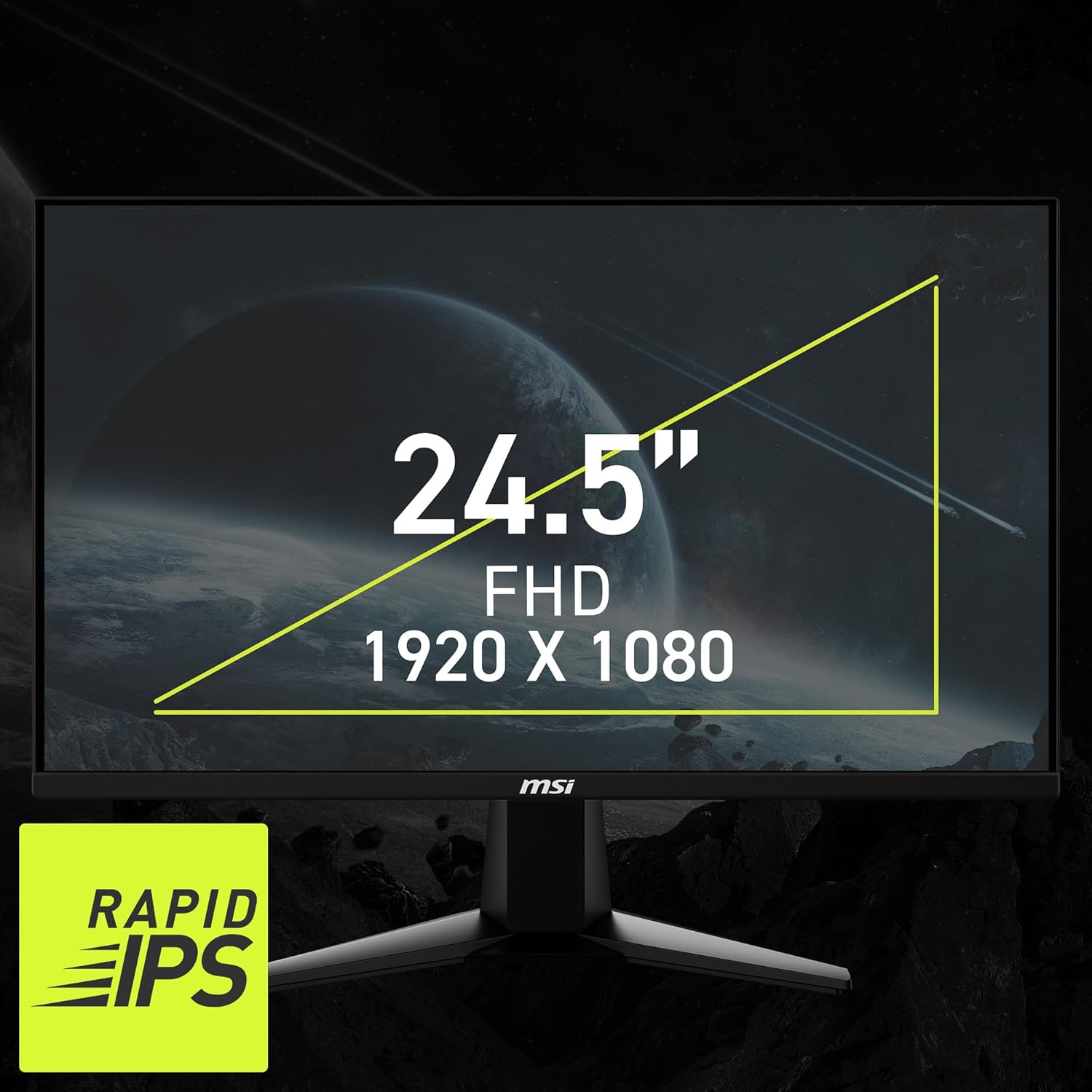 MSI G256F 25-inch 1920 x 1080 (FHD) Computer Monitor, 180Hz, Adaptive-Synch, HDMI, DisplayPort, VESA Mountable, Tilt, Height Adjustable, Speaker, 1ms