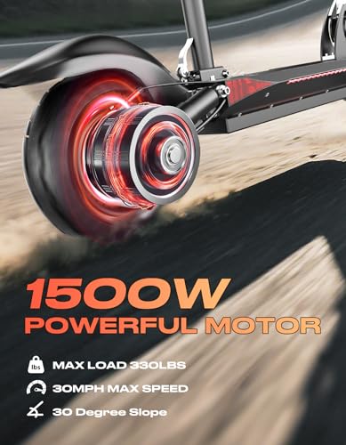 Electric Scooter Adults, 1500W Peak Motor, 30MPH Top Speed Electric Scooter with Seat, 45 Miles Range, 10" Off Road Tires Scooter, Dual Suspesnsion