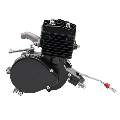 80CC 2-Stroke Petrol Gas Motor Engine Bike Single Cylinder Air-cooled Engine CDI for Bicycle Motorized 1.85KW 1.65HP 5500RPM (Black)