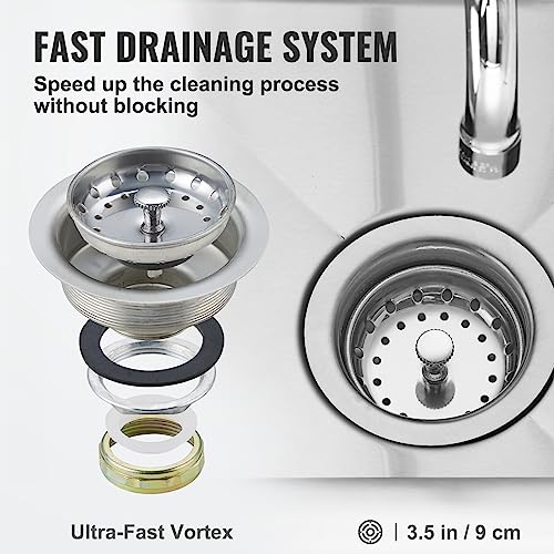 VEVOR Stainless Steel Prep & Utility Sink, 1 Compartment Free Standing Small Sink Include Faucet & legs