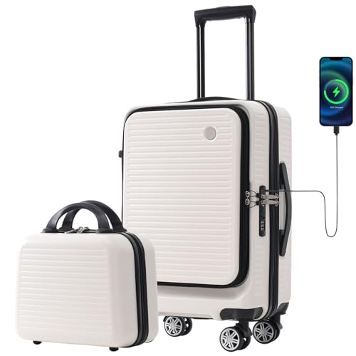 Carry-On Luggage 20 Inch Front Open Luggage Grace Expandable Carry On Luggage Hardside Carry On Suitcase With Wheels Tsa Lock And Usb Port Small
