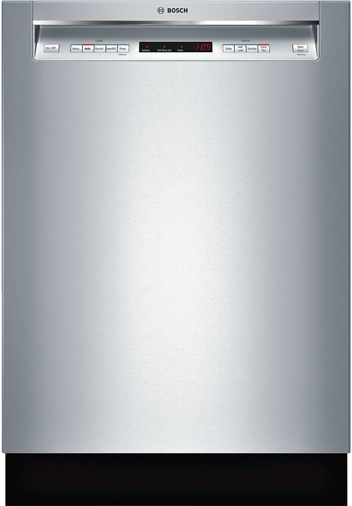 Bosch SHEM63W55N 24" 300 Series Built In Full Console Dishwasher with 5 Wash Cycles,in Stainless Steel