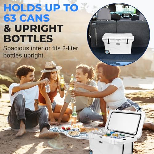 SereneLife Ultra-Tough 45 Quart Rotomolded Cooler Box with Wheels, Holds Upto 56 Cans, Keeps Ice Up to 5 Days