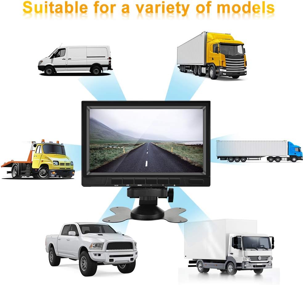 HD 1080P RV Backup Camera with 7 Inch DVR Split Screen Monitor for RVs,Trucks,Trailers, Rear and Front View Cameras, Color IR Night Vision
