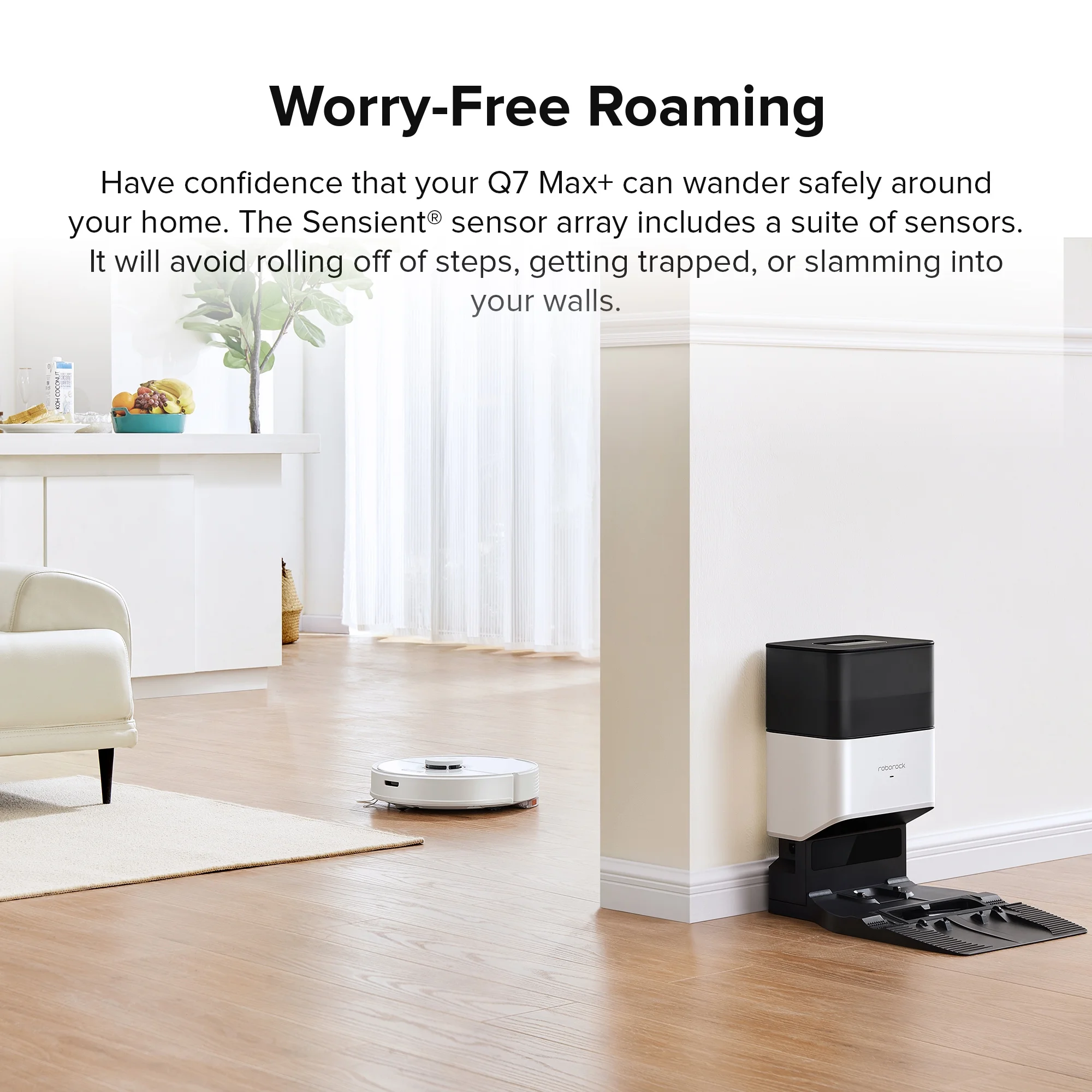 Roborock® Q7 Max+ Robot Vacuum Cleaner with Auto-Empty Dock Pure, 4200Pa Suction, No-Mop&No-Go Zones（White）