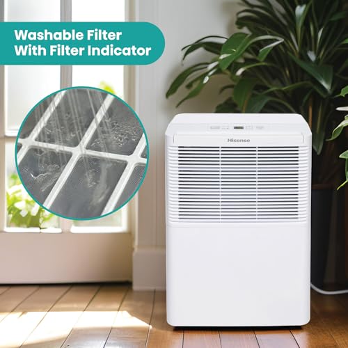 Hisense Energy Star 25-Pint Portable Dehumidifier with Auto-Shutoff, Home Dehumidifier and Moisture Absorber For Basement, Garage