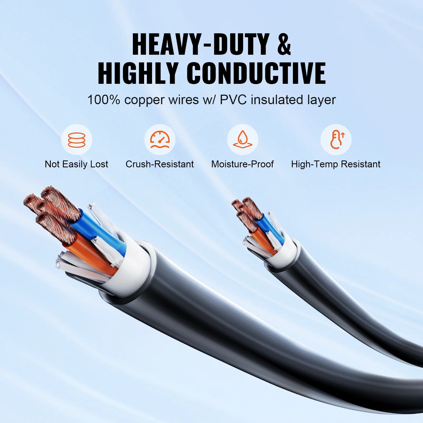 VEVOR 30 Feet RV Power Cord, 50 Amp, Heavy Duty STW 6/3 + 8/1 Generator Cord, NEMA 14-50P Male NEMA SS2-50R Female Plug