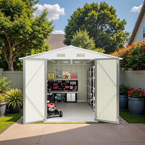 Greesum 5×3 FT Outdoor Storage Shed, Metal Storaged Sheds Without Floor, Tool Sheds with Lockable Doors and Sloping Roof for Garden, Patio, Backyard