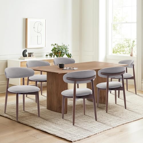 COLAMY Wooden Dining Chairs Set of 4, Modern Fabric Upholstered Dining Room Chair, Farmhouse Kitchen Chairs with Foot Pegs, Green