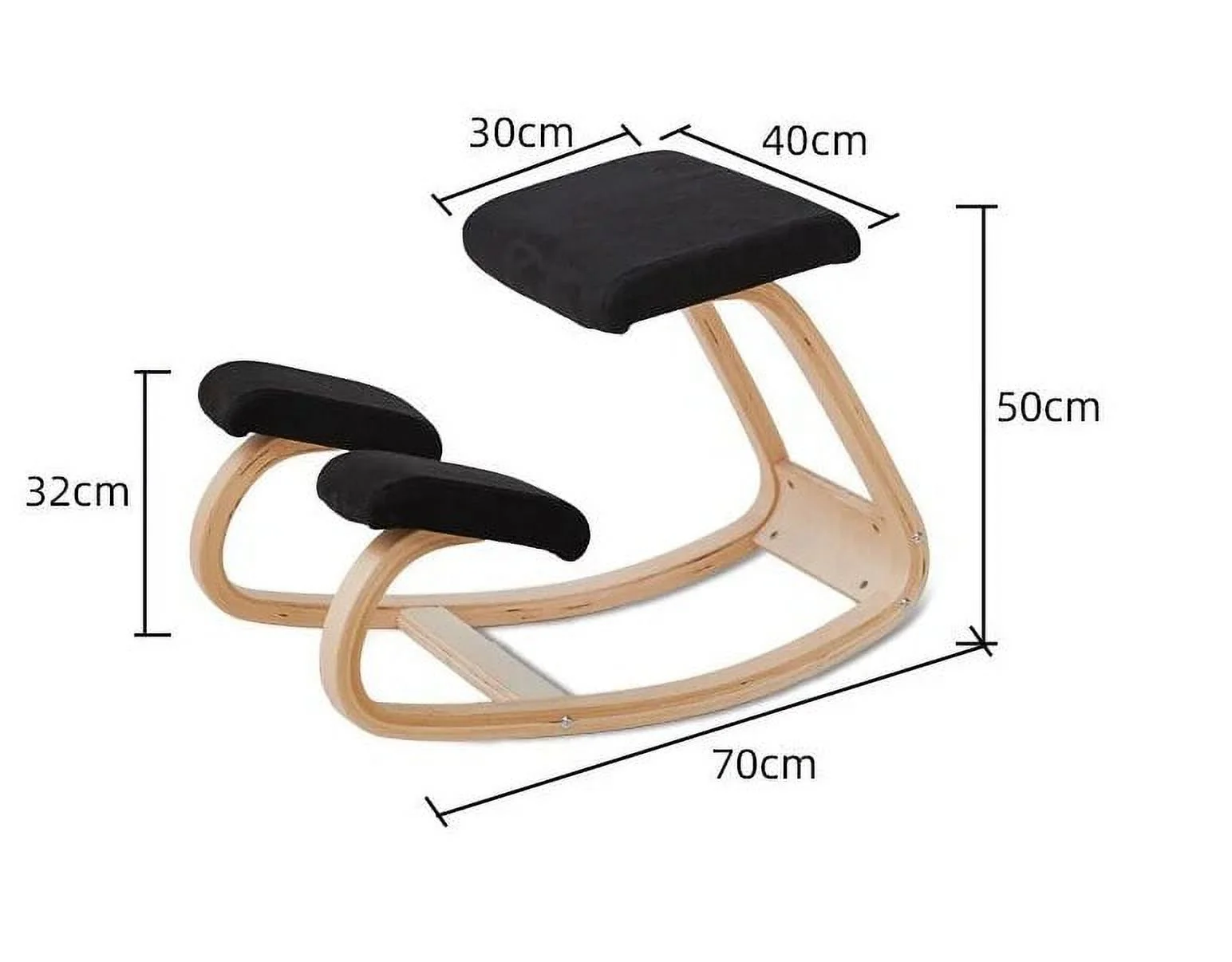 Posture Home Ergonomic Improving Body Kneeling Chair Stool W/ Thick Cushion Office Chair Rocking Wood Knee Computer Chair