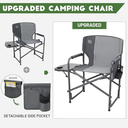 TIMBER RIDGE Folding Rocking Camping Chair, 400lbs Capacity Portable Oversized Outdoor Rocker with Hard Armrests, Cup Holder & Side Pocket