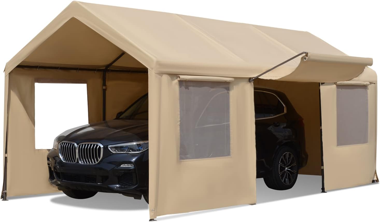 Gardesol Carport, 10’ x 20’ Heavy Duty Carport with Roll-up Sidewall and Ventilated Windows, Portable Outdoor Garage for Car, Truck, SUV, Boat