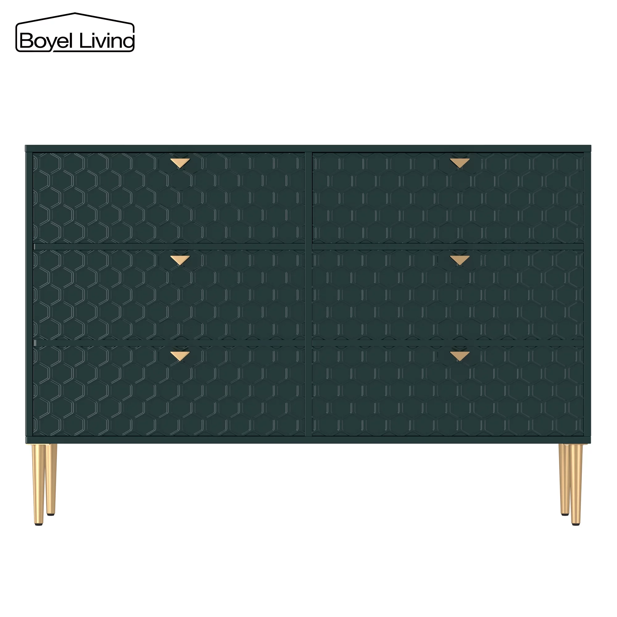 Boyel Living 6 Drawer Dresser Storage Cabinet, (MDF) Wood Dresser for Closet, Modern Green Dresser for Bedroom, Entryway and Hallway
