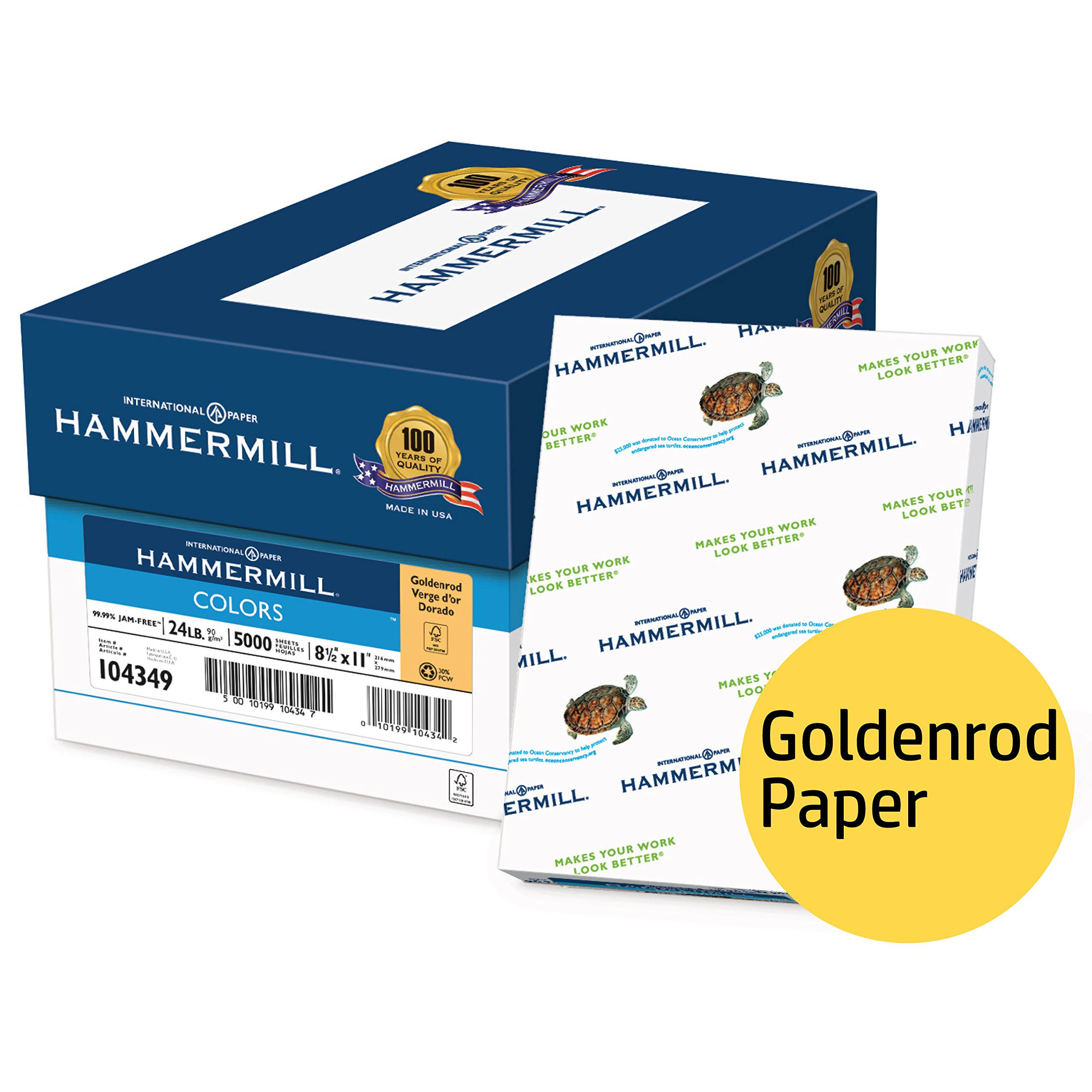 Hammermill Paper, Colors Goldenrod, 24lb, 8.5 x 11, Letter, 5000 Sheets / 10 Ream Case (104349C), Made in The USA
