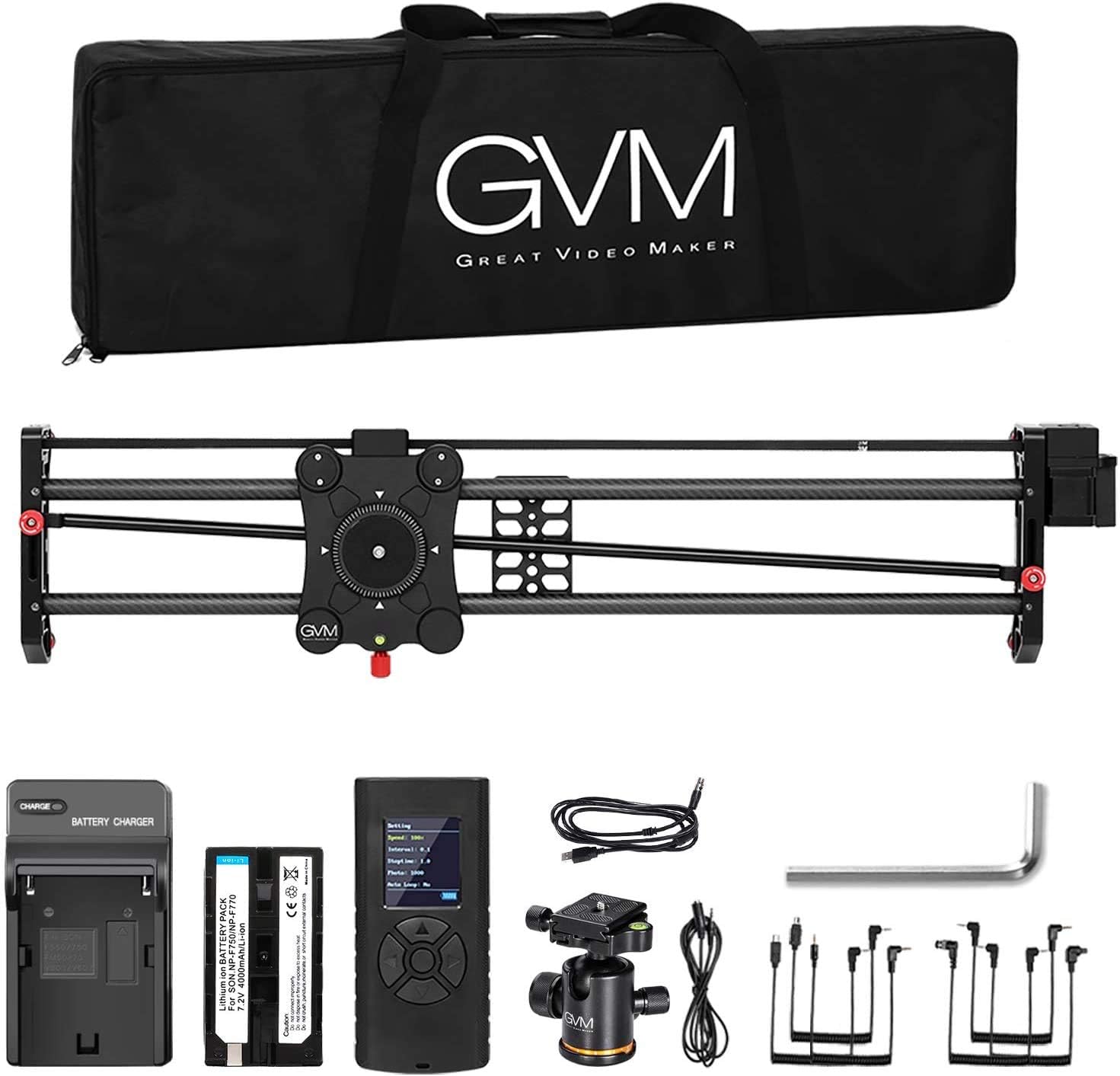 GVM Motorized Camera Slider, 31 Carbon Fiber Dolly Rail Camera Slider with Time-Lapse Photography