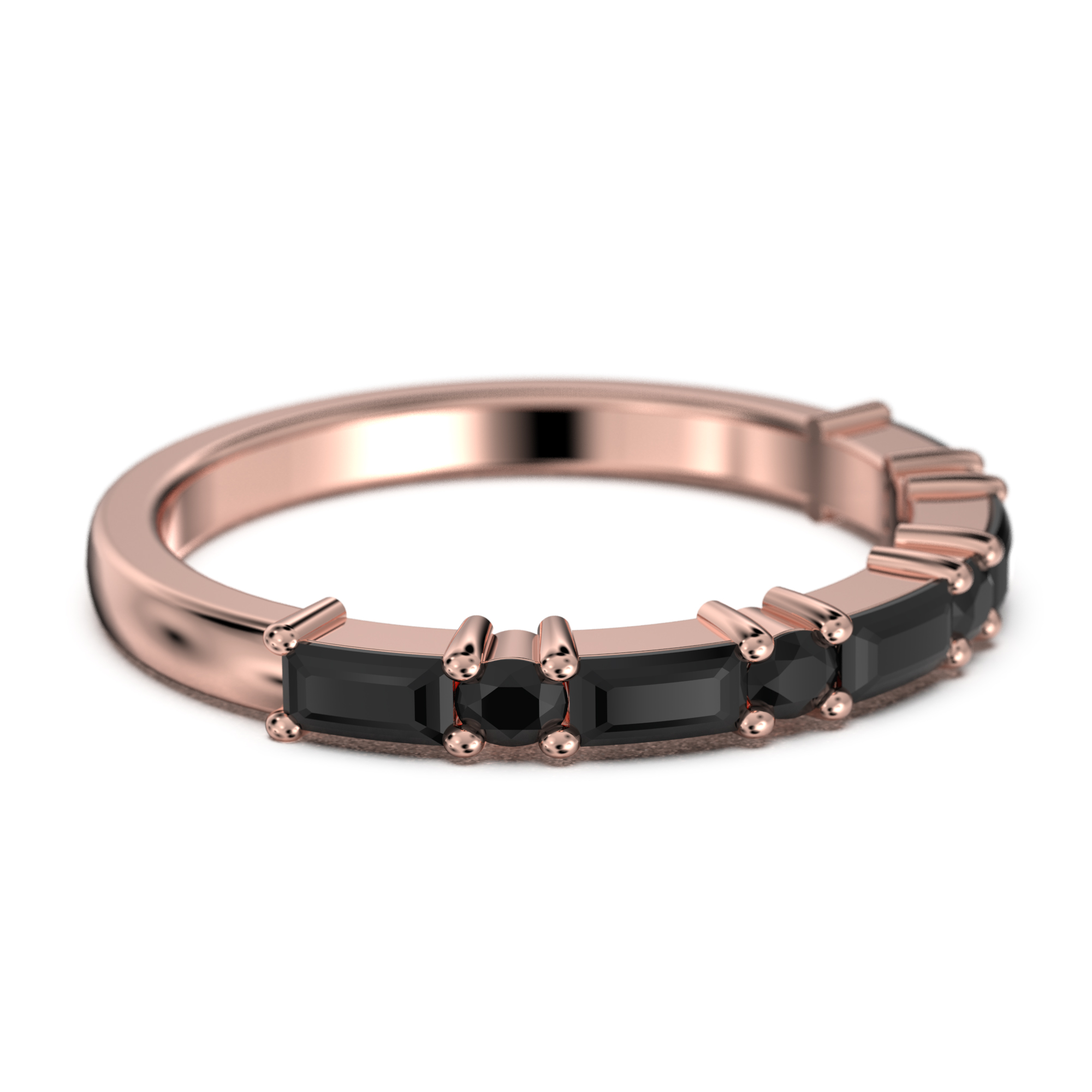 Radhe Black Diamond Moissanite Band 10K Rose Gold