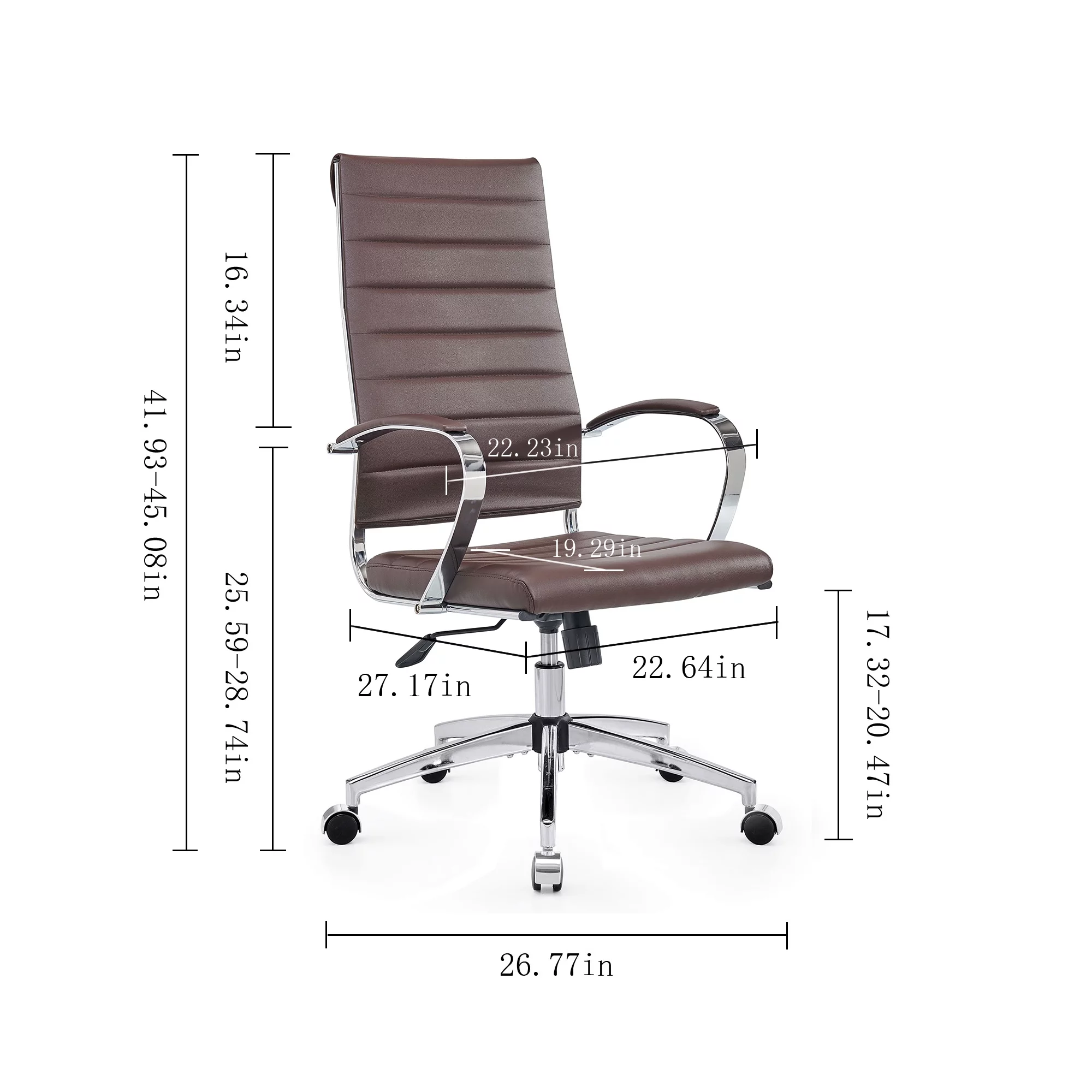 LUXMOD High Back Executive Office Chair with Armrest Adjustable Swivel Chair Brown Leather Office Chair Modern Office Chair Ergonomic Desk Chair for